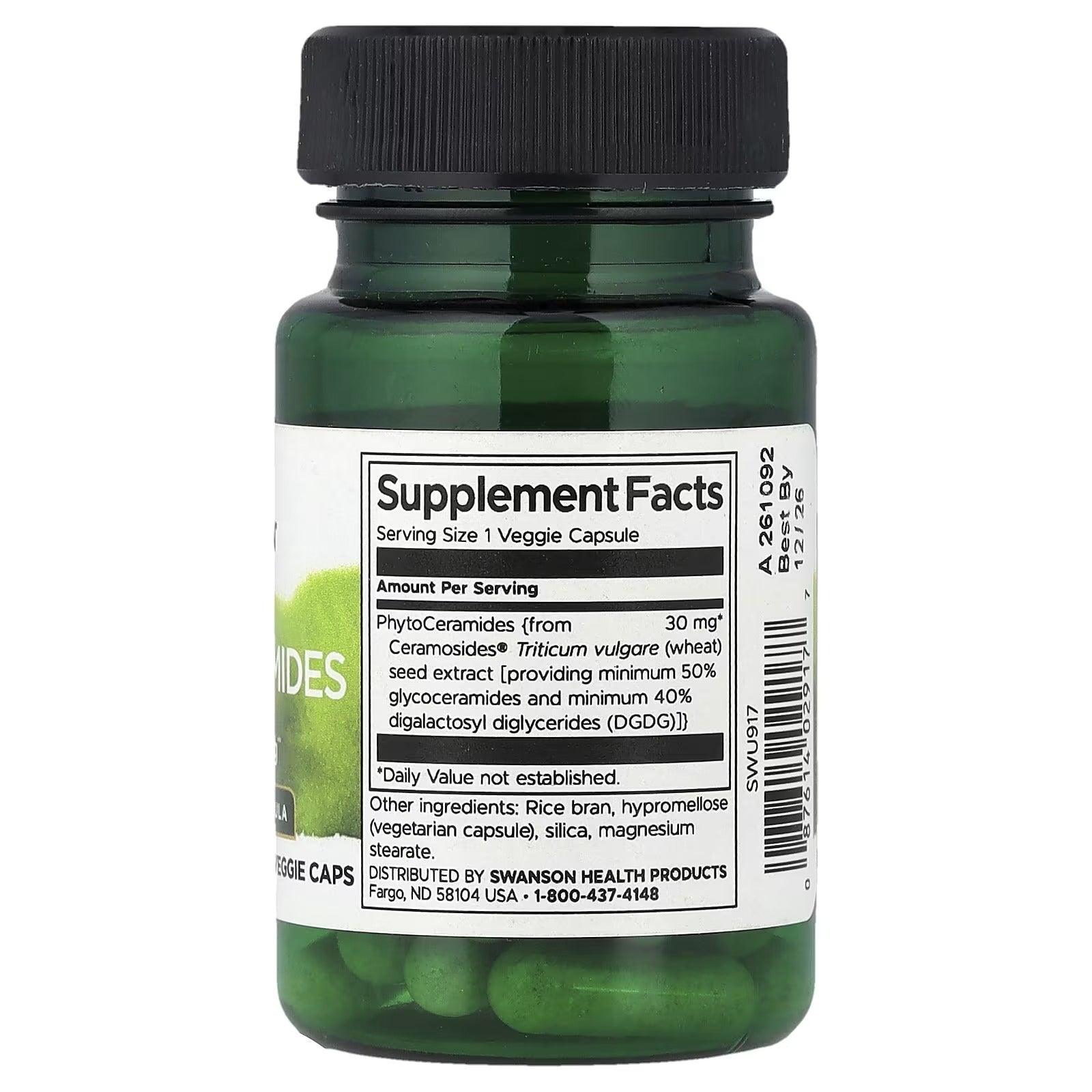 Back label of green Swanson supplement bottle with black cap, Supplement Facts text