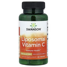 Swanson Liposomal Vitamin C supplement bottle with black cap, green bottle label