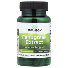 Swanson Fenugreek Extract supplement bottle, 300 mg veggie caps label