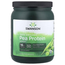 Organic unflavored pea protein powder tub with SWANSON label