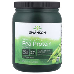 Swanson Vitamins, 100% Organic Pea Protein Powder, Unflavoured, 1.1 lb (503 g)