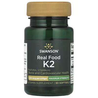 Swanson Vitamins, Real Food K2, Maximum Strength, 200 mcg, 30 Softgels