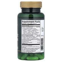 SWANSON Ultra Probiotic Complex bottle with green capsules and tan cap, Supplement Facts panel
