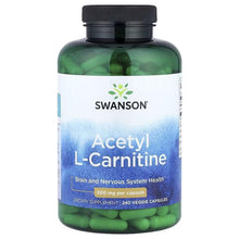 Swanson Acetyl L-Carnitine supplement bottle, 500 mg, 240 veggie capsules