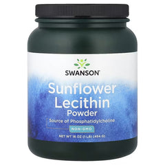 Swanson sunflower lecithin powder jar with front label and black screw cap
