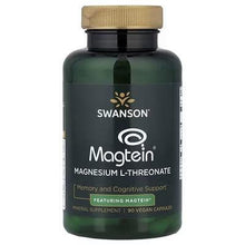 Swanson Magtein magnesium L-threonate supplement bottle with gold cap, front label
