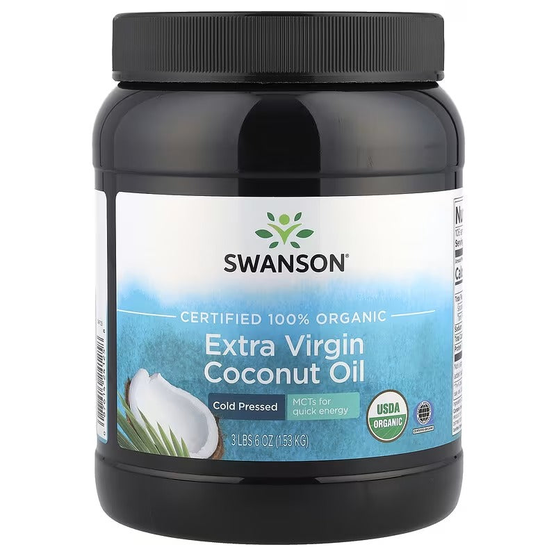 Swanson Vitamins, Certified 100% Organic Extra Virgin Coconut Oil, 3 lbs 6 oz (1.53 kg)