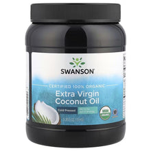 Swanson extra virgin coconut oil jar with black lid and front label