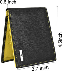 URBAN FOREST Kyle Black/Yellow Leather Wallet for Men
