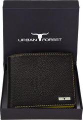 URBAN FOREST Kyle Black/Yellow Leather Wallet for Men