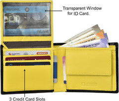 URBAN FOREST Kyle Black/Yellow Leather Wallet for Men