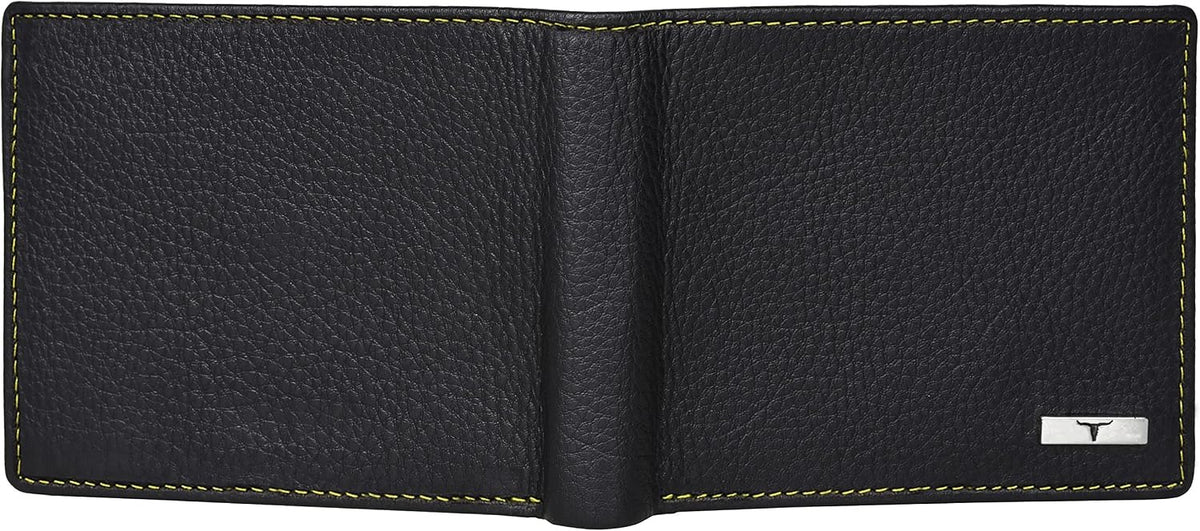 URBAN FOREST Kyle Black/Yellow Leather Wallet for Men