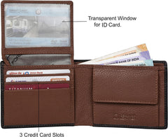 URBAN FOREST Kyle Black/Redwood Leather Wallet for Men, 6 Card Slot