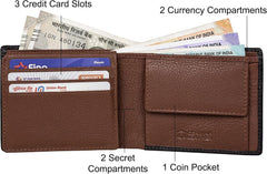 URBAN FOREST Kyle Black/Redwood Leather Wallet for Men, 6 Card Slot