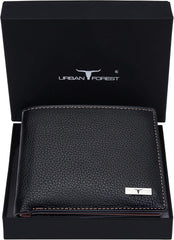 URBAN FOREST Kyle Black/Redwood Leather Wallet for Men, 6 Card Slot