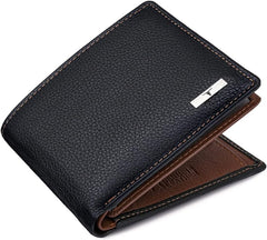 URBAN FOREST Kyle Black/Redwood Leather Wallet for Men, 6 Card Slot