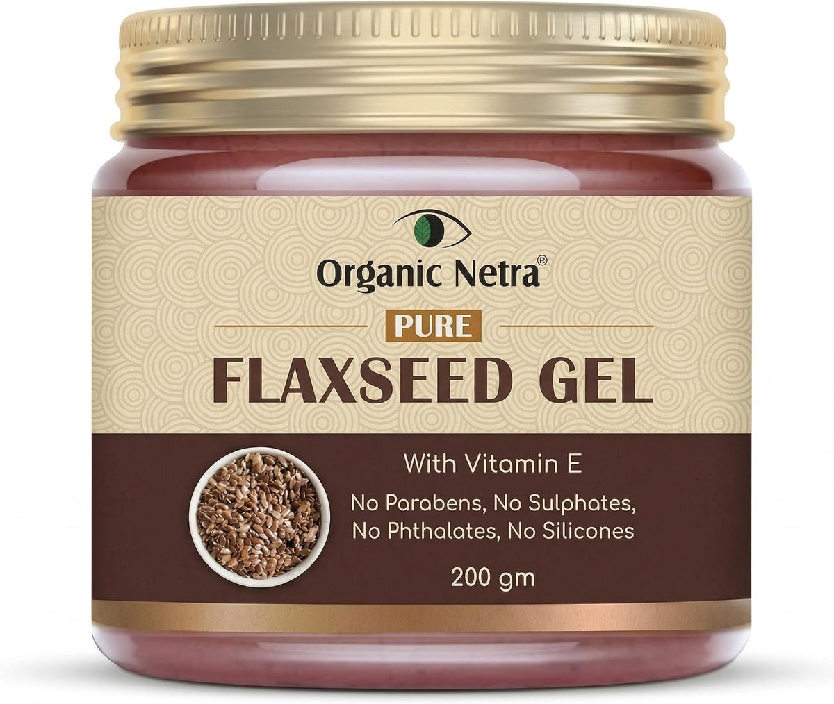 Organic Netra Pure Flaxseed Gel with Vitamin E for Hair & Skin, 200g