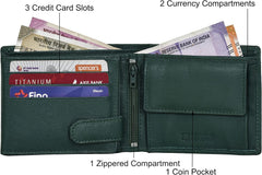 URBAN FOREST Oliver Green Leather Wallet for Men, 6 Card Slots