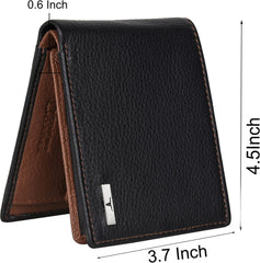 URBAN FOREST Kyle Black/Redwood Leather Wallet for Men – 6 Card Slots