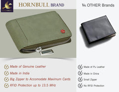 HORNBULL Steve Green RFID Blocking Leather Wallet for Men