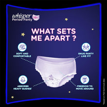 White period panty illustration with absorbency and protection feature icons