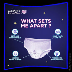 Super Absorbent Period Panty, 6 Pants, M-L, 360° Leakage Protection