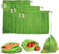 Necavu 100% Cotton Fridge Storage Bags, Set of 6, Neem Green.
