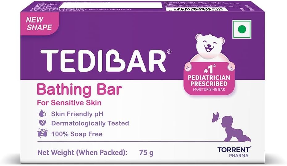 Tedibar Moisturising Baby Bathing Bar 75g – Soap-Free, Pack of 1