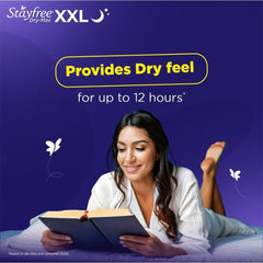 Stayfree Dry Max All Night XXL Sanitary Pads for Women with Wings, 28 Pads