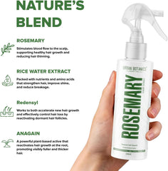 UrbanBotanics Rosemary Water Mist Spray for Hair – With Rice Water Extract, Redensyl & Anagain, Hair & Scalp Care, Anti-Hair Fall, Shine & Hair Strengthening, For All Hair Types