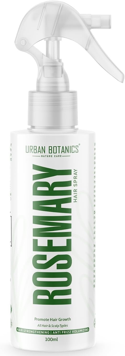 UrbanBotanics Rosemary Water Mist Spray for Hair – With Rice Water Extract, Redensyl & Anagain, Hair & Scalp Care, Anti-Hair Fall, Shine & Hair Strengthening, For All Hair Types