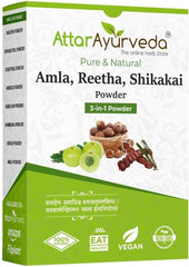 Attar Ayurveda Amla Reetha Shikakai Powder for Hair Care – 100% Pure & Natural Herbal Hair Cleanser, Traditional Ayurvedic Formula, No SLS, No Parabens