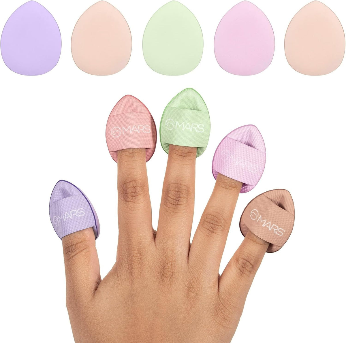 MARS Finger Fits Mini Makeup Puffs for Multipurpose Makeup – Precision Blending, Setting & Touch-Ups, Soft Washable & Reusable Puffs for Under Eye, Nose & Detail Areas, Pack of 5