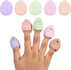 MARS Finger Fits Mini Makeup Puffs for Multipurpose Makeup – Precision Blending, Setting & Touch-Ups, Soft Washable & Reusable Puffs for Under Eye, Nose & Detail Areas, Pack of 5