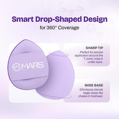 MARS Finger Fits Mini Makeup Puffs for Multipurpose Makeup – Precision Blending, Setting & Touch-Ups, Soft Washable & Reusable Puffs for Under Eye, Nose & Detail Areas, Pack of 5