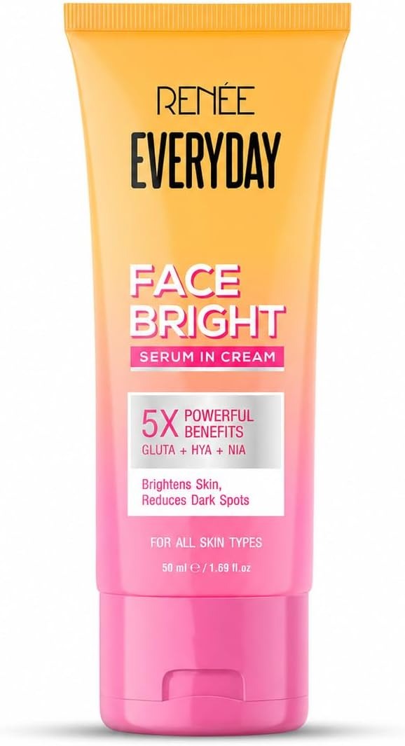 RENEE Everyday Face Bright Serum In Cream with Niacinamide, Hyaluronic Acid & Glutathione – Brightening & Hydrating Face Cream, Helps Reduce Dark Spots & Even Skin Tone, 50 ml