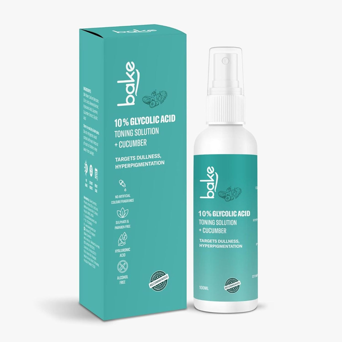BAKE 10% Glycolic Acid Toner with Hyaluronic Acid, 100ml