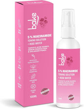 BAKE 5% niacinamide toner box and 100 ml spray bottle, pink formula