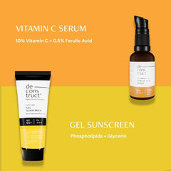 Deconstruct Sun Protect Duo – 10% Vitamin C Face Serum 30 ml + Gel Sunscreen 50 g, Pack of 2