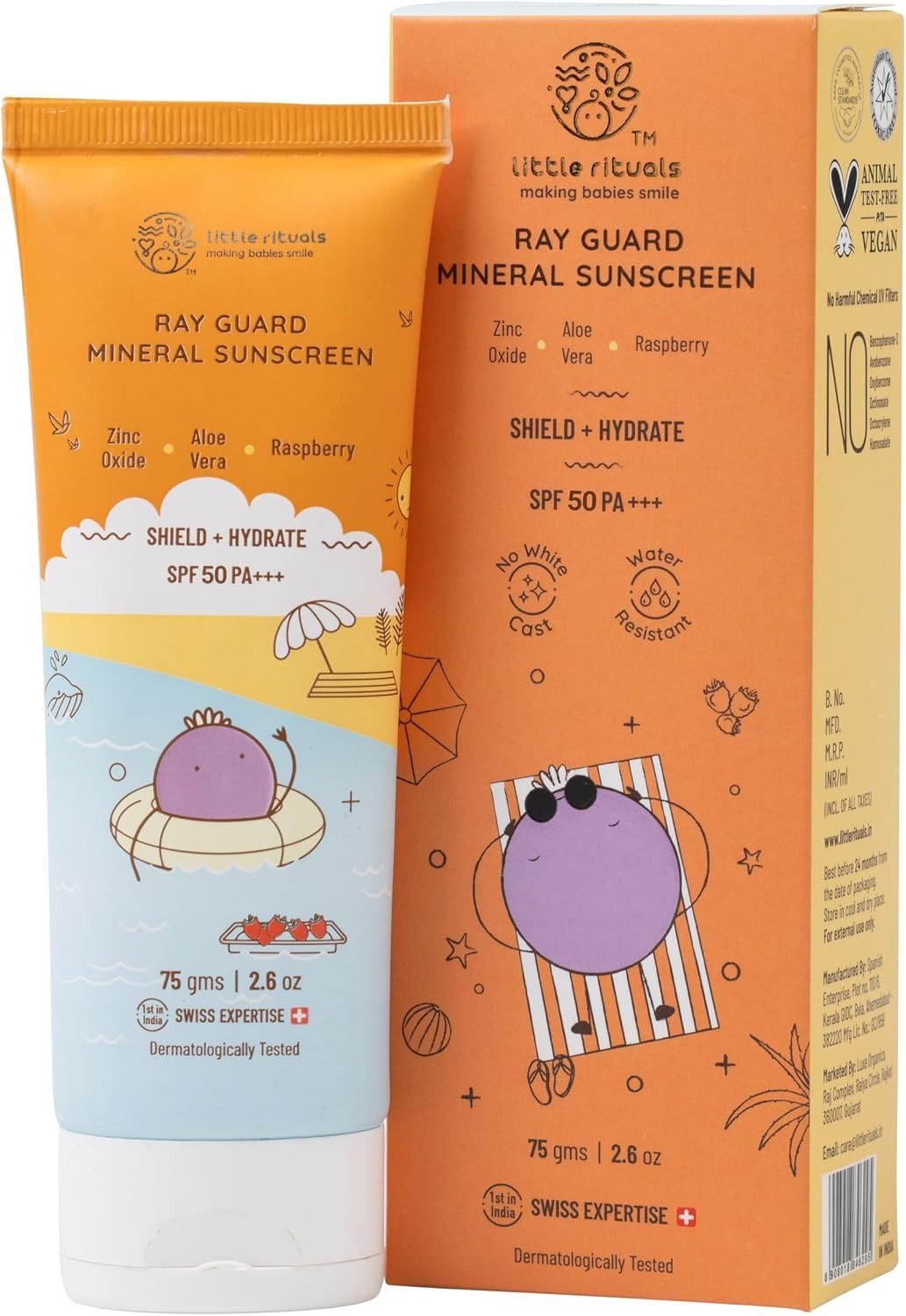 Little Rituals Mineral Baby & Kids Sunscreen Lotion SPF 50 PA+++ – Daily Use, UVA/UVB/IR & Blue Light Protection, No White Cast, Hypoallergenic, For Ages 0–15 Years
