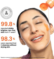 Foxtale Vitamin C Super Glow Face Wash with Papaya Enzyme – Brightening & Tan Care Face Cleanser, Gently Exfoliates, Helps Reduce Pigmentation, For Men & Women, 2 × 100 ml