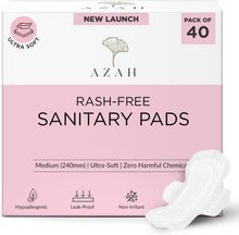 AZAH rash-free sanitary pads box with white 240mm pads, pack of 40