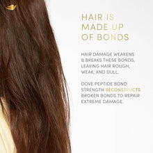 Brown hair strand with Dove peptide bond strength hair treatment concept