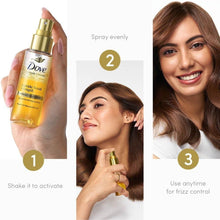 Dove peptide bond bi-phasic oil-serum spray bottle with gold pump top