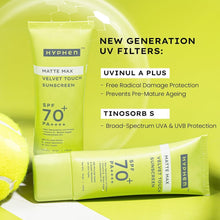 Hyphen Matte Max velvet touch sunscreen SPF 70+ tube with compact tube