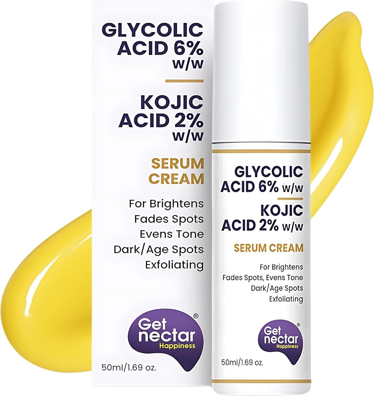 TGet Nectar Happiness 6% Glycolic & 2% Kojic Acid Serum Cream, 50ml