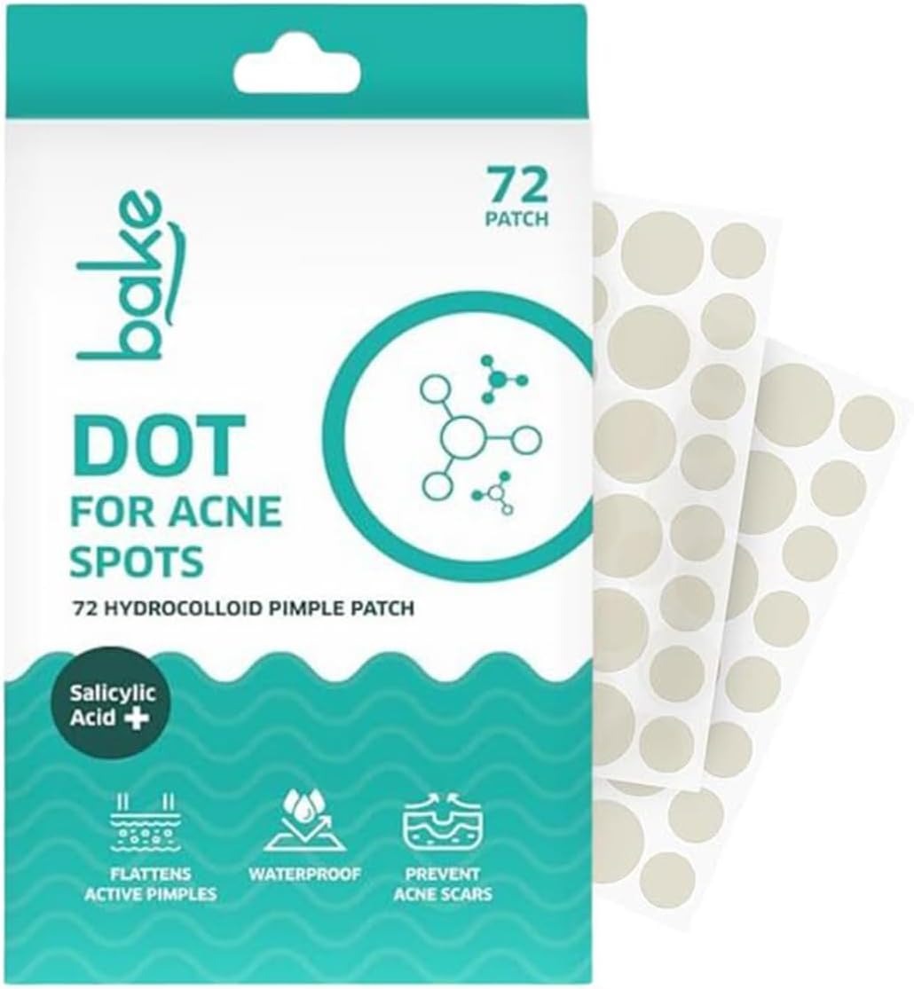 BAKE Salicylic Acid Pimple Patches – 72 Dots – Hydrocolloid Waterproof Acne Patches – Helps Protect & Care for Pimples – For All Skin Types