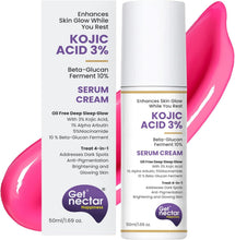 Serum cream bottle, white cylinder with purple label and pink accent