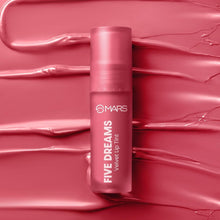 MARS Five Dreams velvet lip tint bottle on pink gel swirls