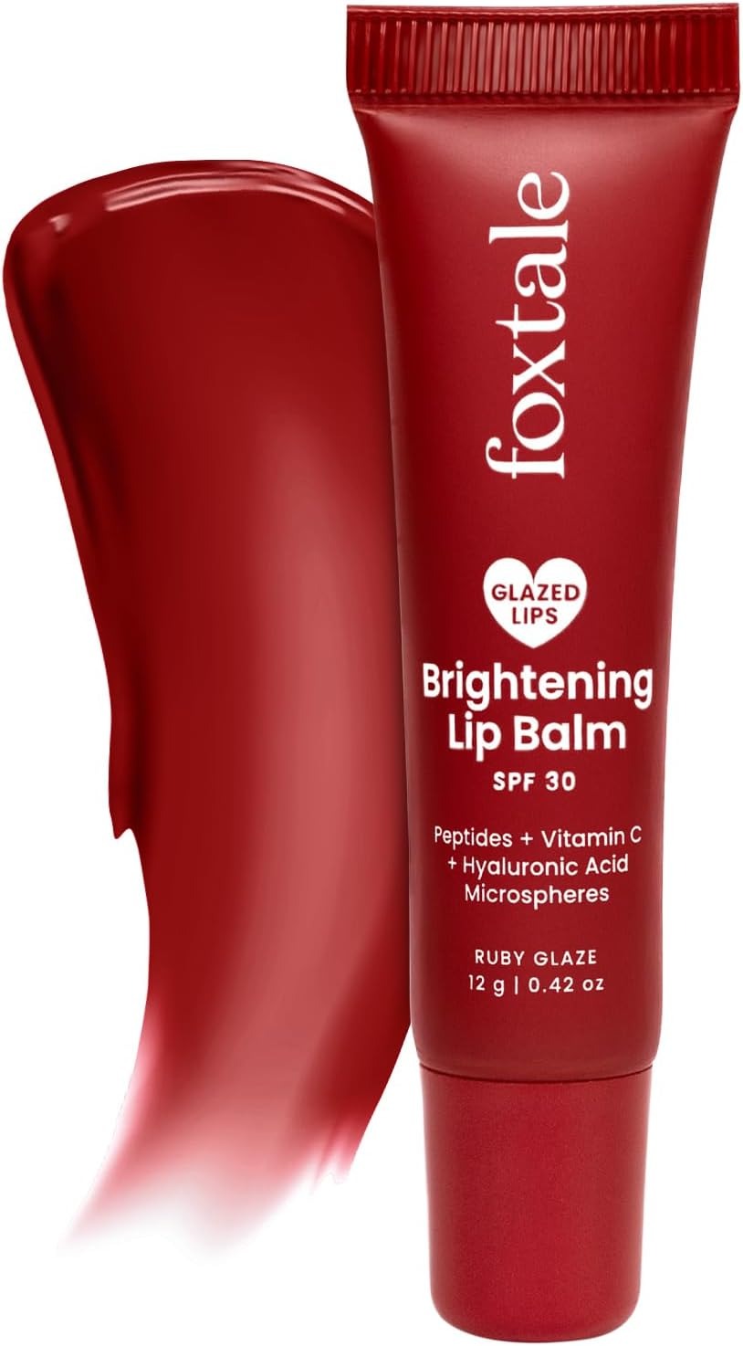 Foxtale SPF 30 Brightening Lip Balm – Peptides & Vitamin C, Ruby Glaze, 12g